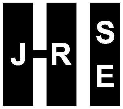 A black and white image of the letters jrse